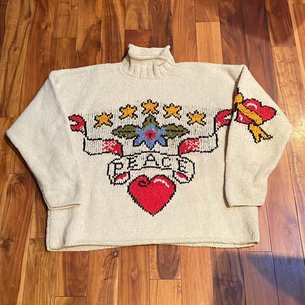VINTAGE AMANO PEACE KNIT WOOL JUMPER
